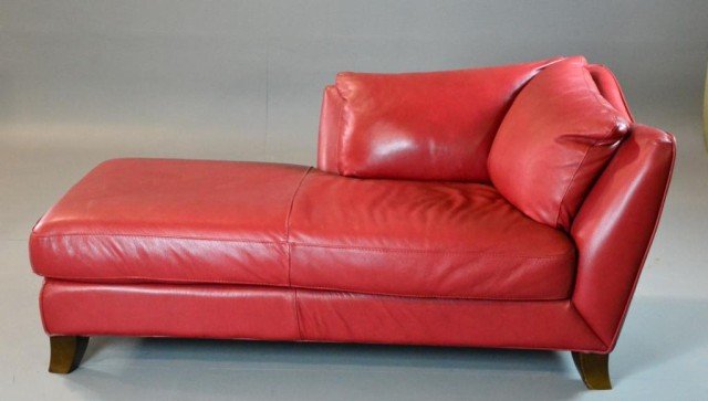 Contemporary Red Leather Chaise Lounge Lot