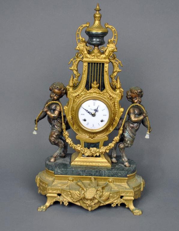 149: FARBEL IMPERIAL BRASS & MARBLE CLOCK : Lot 149