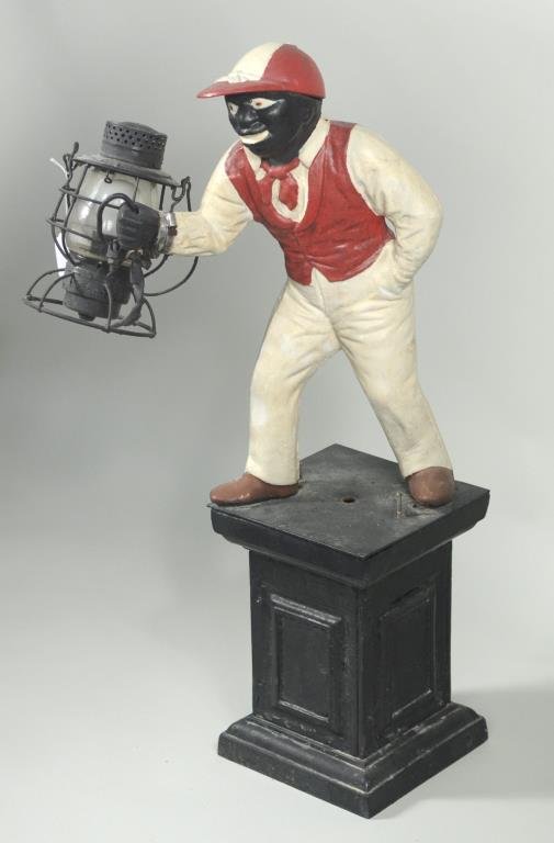 Cast Iron Lawn Jockey Dietz Lantern Lot 381