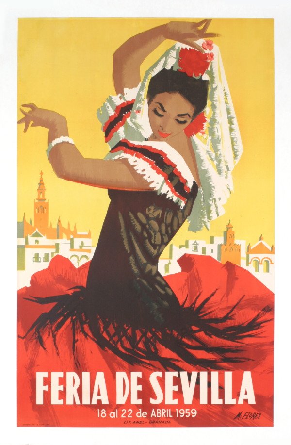 359905D: 1959 Flores Feria De Sevilla Lithograph : Lot 359905D