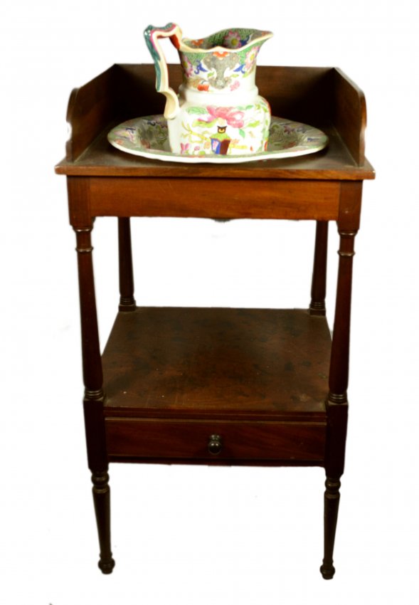 Wash Bowl & Pitcher Set w/stand, Mason Ironstone, 1820 Lot 432