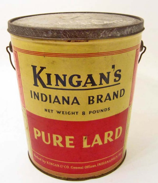 VINTAGE KINGANS INDIANA BRAND LARD ADVERTISING TIN Lot 119