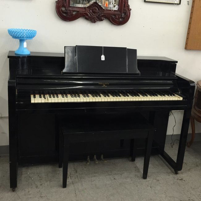 Black Lacquered Spinet Piano by Sohmer & Co. NY. : Lot 564