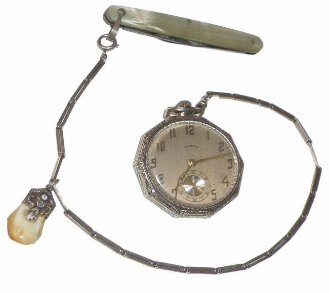 ILLINOIS POCKET WATCH WITH ORIGINAL CHAIN, POCKET KNIFE Lot 299