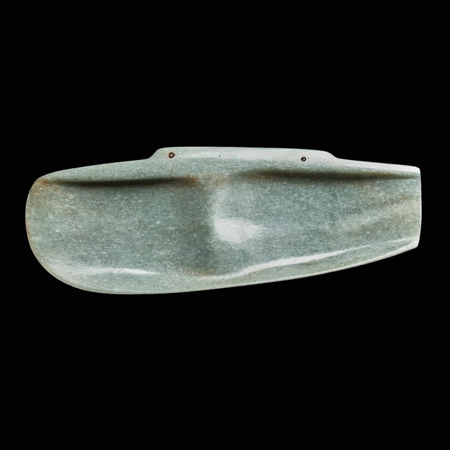 Large Olmec Jade Double Spoon Grinding Pendant
