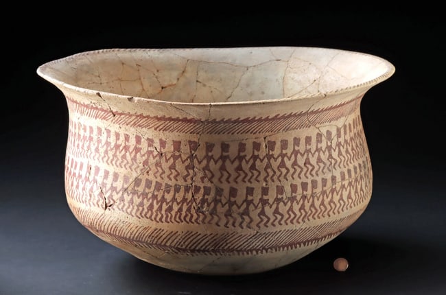 Massive Hohokam Pottery Bowl, Dancing Figures