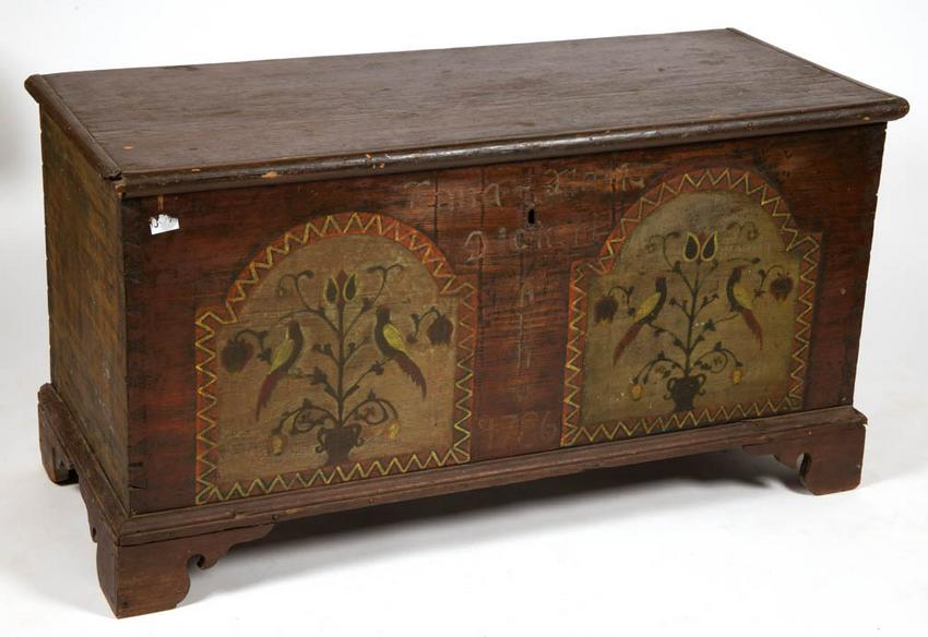 PENNSYLVANIA PAINT-DECORATED PINE BLANKET / DOWER CHEST