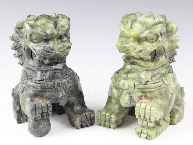 jade foo dog statues