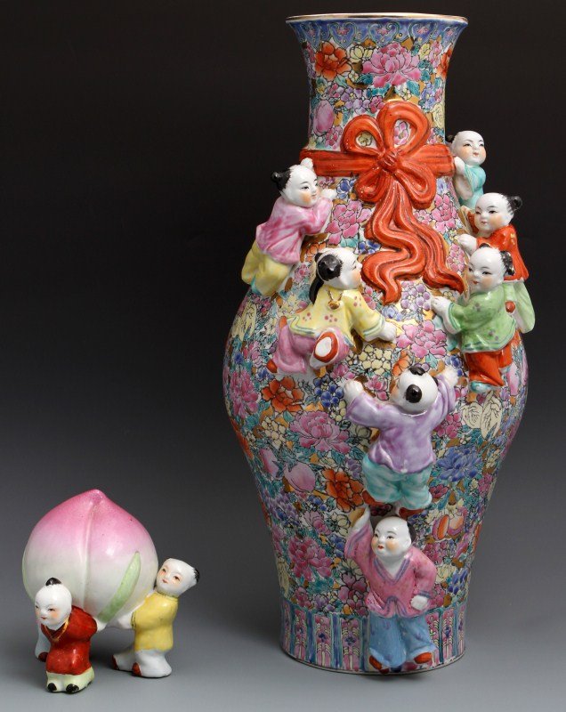 CHINESE FAMILLE ROSE SEVEN BOY FERTILITY VASE Lot 46110