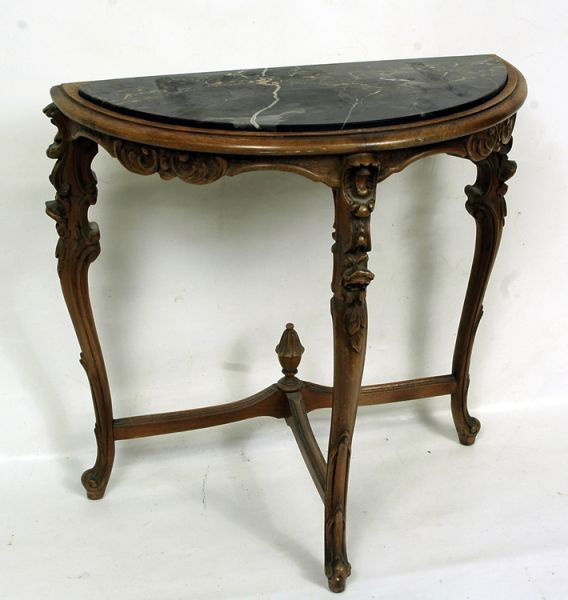 161 Carved Marble top Half Round Table Lot 161