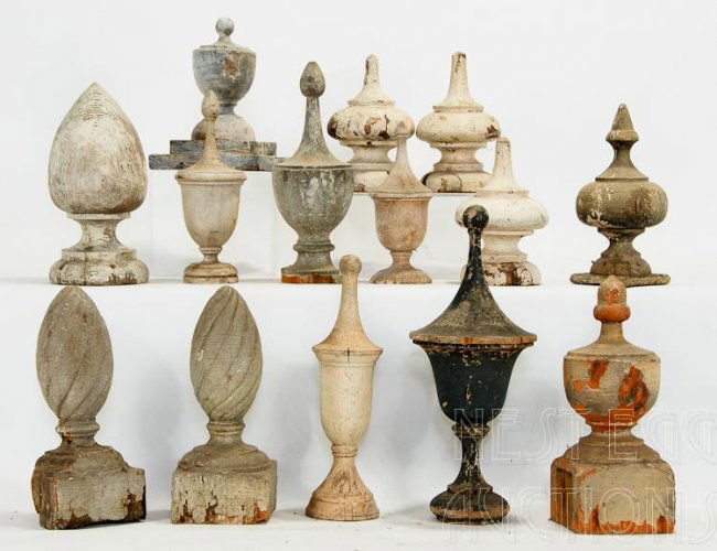 Group Of 13 Wooden Architectural Finials Lot 177