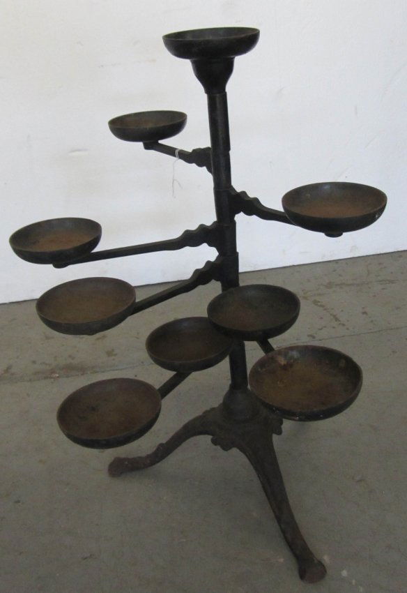 342 Cast iron multi arm adjustable plant stand Lot 342