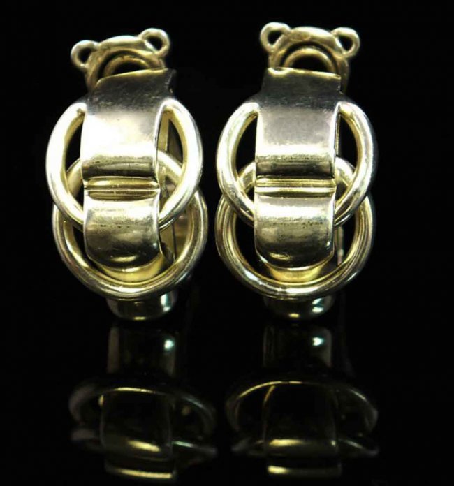 HERMES Earrings Sterling Stamped Silver Authentic W1650 Lot 227K