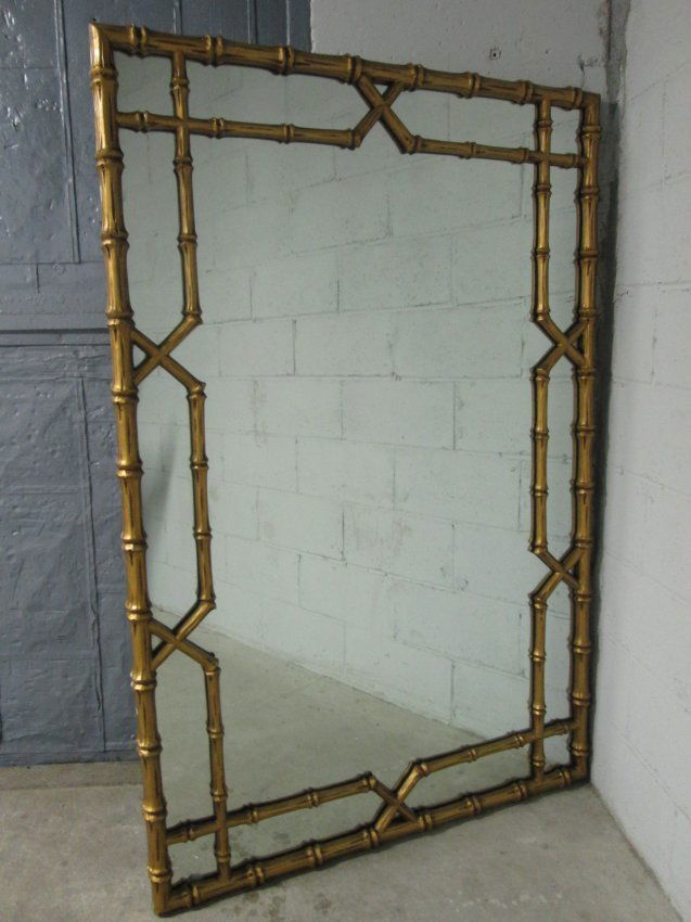 89 Large Faux Bamboo Gold Mirror. Lot 89