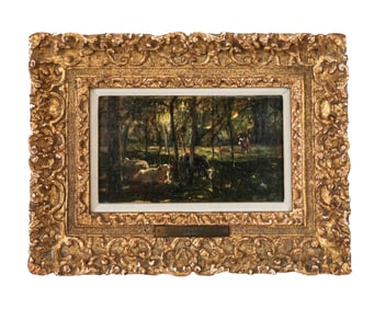 Mark FISHER Cattle Grazing, Oil on Panel