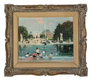 Jules-Rene HERVE Luxembourg Garden Oil on Canvas