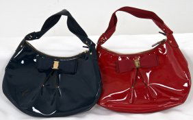 TWO FERRAGAMO PATENT LEATHER PURSES