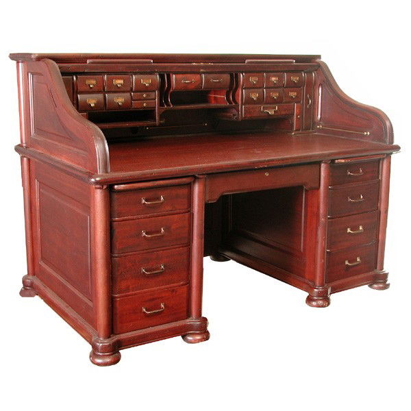 34 Mahogany Rolltop Desk, Leopold Desk Co. 666 Lot 34