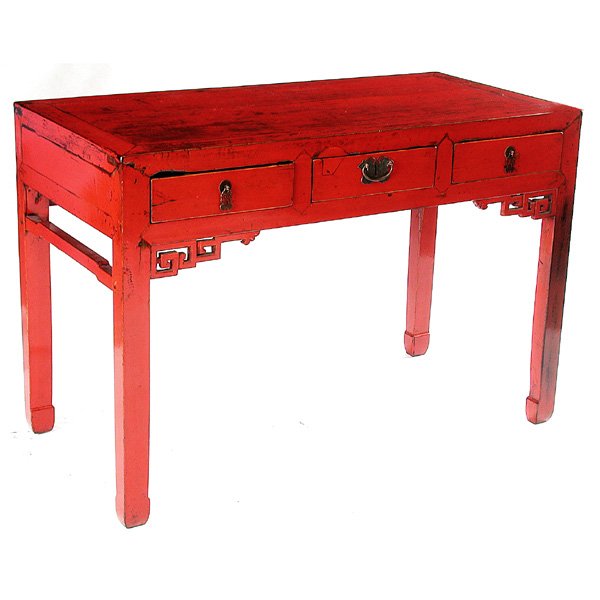 295 Red Lacquered Chinese Desk Lot 295