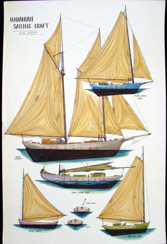 Bahamian Sailing Craft Wm R Johnson Jr Lithograph Lot 1503