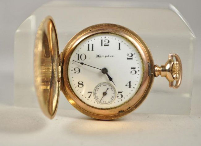 14K GOLD DUEBER/HAMPDEN LADIES POCKET WATCH : Lot 344