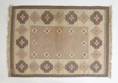 SWEDISH ROLLAKAN FLATWEAVE WOOL RUG C. 1960S
