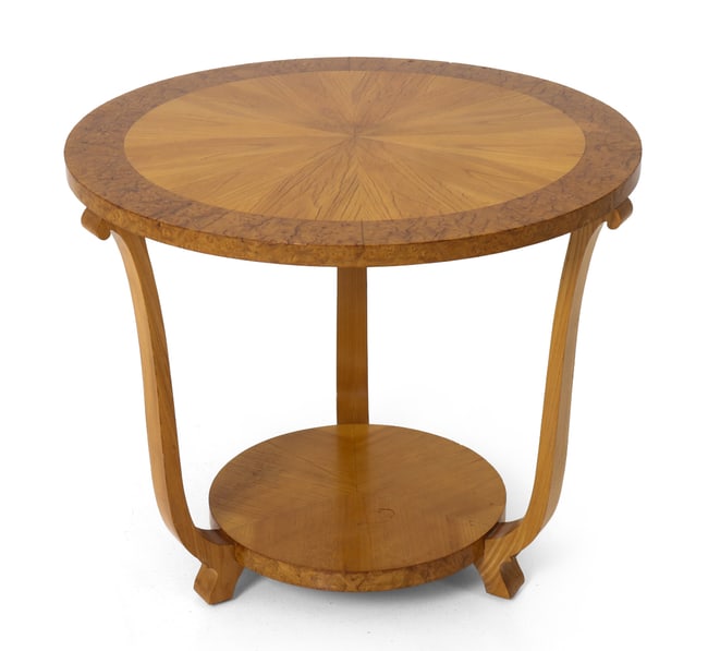 SWEDISH ART DECO BURL WALNUT SIDE TABLE C. 1930S