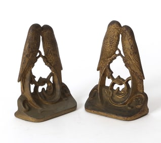 PAIR OF ART DECO LOVE BIRD BOOKENDS
