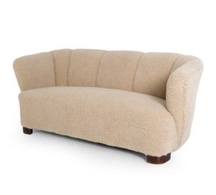 ATTR. SLAGELSE DANISH LAMBSWOOL BANANA SOFA 1930S