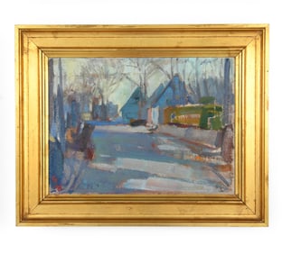 DANISH LANDSCAPE OIL ON CANVAS PAINTING