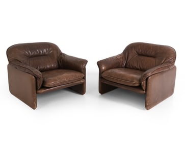 PAIR DE SEDE DS-16 SWISS LEATHER LOUNGE CHAIRS