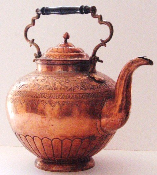 160 Antique Persian Copper Tea Kettle Lot 160