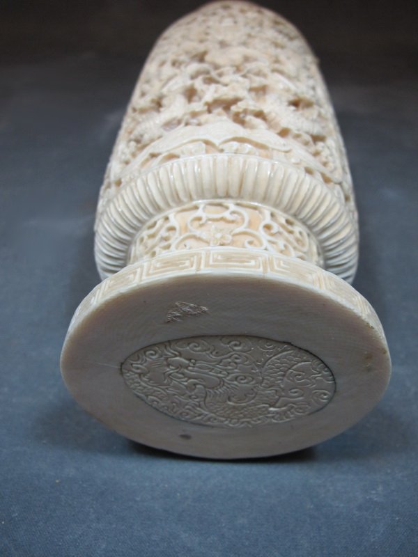 Antique Chinese carved ivory vase Lot 223