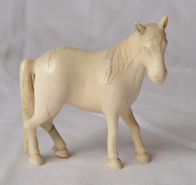 48: Miniature Carved Ivory Horse : Lot 48