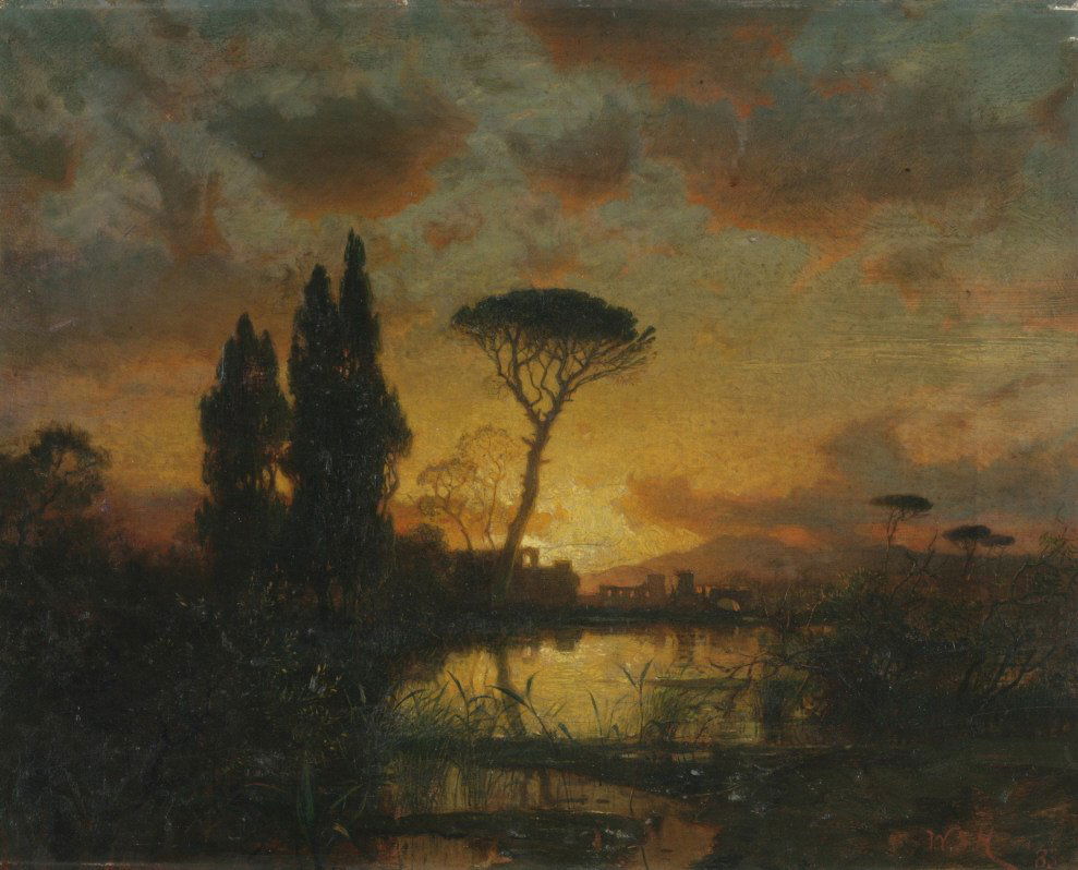 Italian Landscape At Sunset 1883 By William Stanley Haseltine Italian Landscape Travel Painting Landscape Paintings
