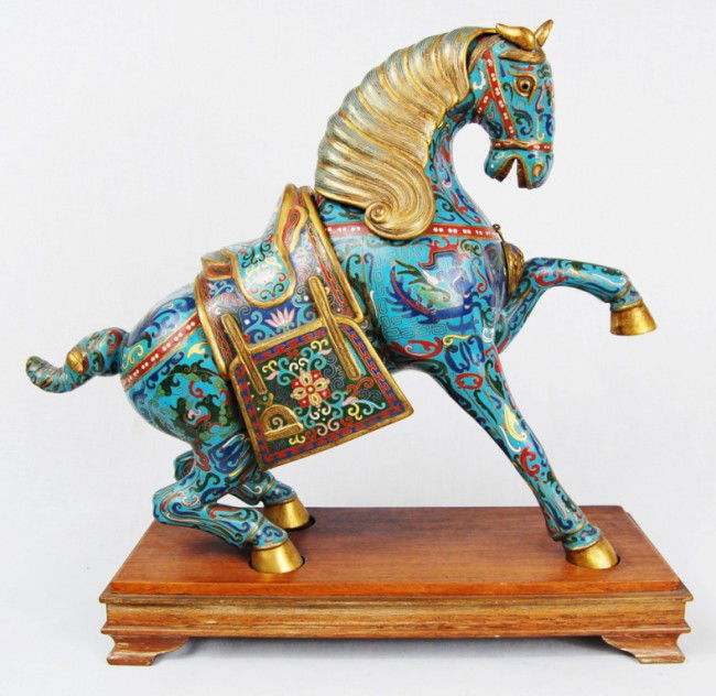 20 Chinese cloisonne horse. 19th ct Lot 20