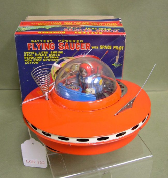 132 KO Japan Flying Saucer Toy with Space Pilot, Mid 2 Lot 132