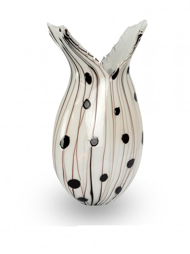 HAND BLOWN - NERO BLANCO ILLUMINATED VASE