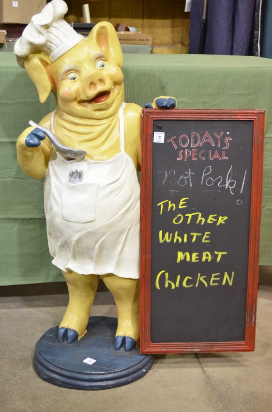 193 Novelty Chef Pig w/ Chalk Menu Board Lot 193