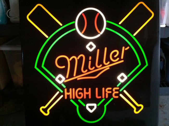 65B: Miller High Life neon baseball lighted sign : Lot 65B