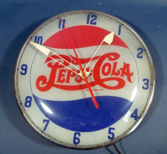 63 Vintage Pepsi Cola Clock by Telechron Lot 63