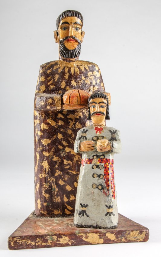 Polish Folk Art wood carving "Joseph and Jesus" Lot 667