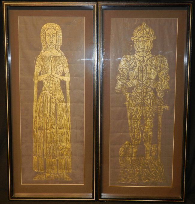 Pair of English Church Monumental Brass Rubbings Lot 126