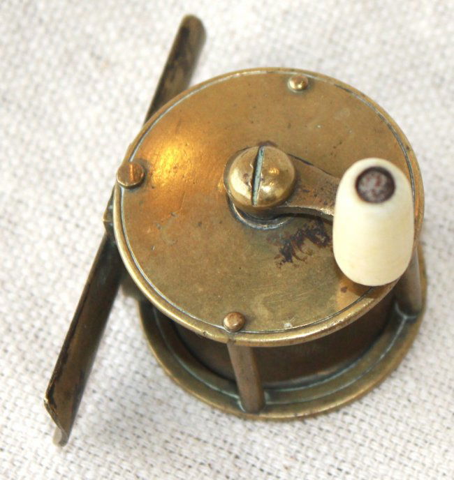201 Small Antique Brass Fishing Reels with Ivory & Ebo Lot 201