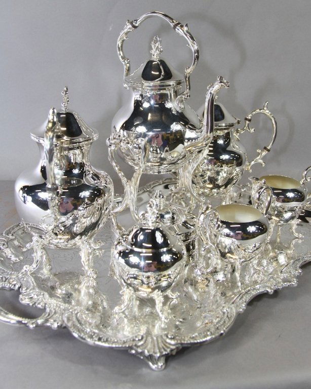 851 7 PIECES OF SILVER PLATED TEA SERVICE SET Lot 851