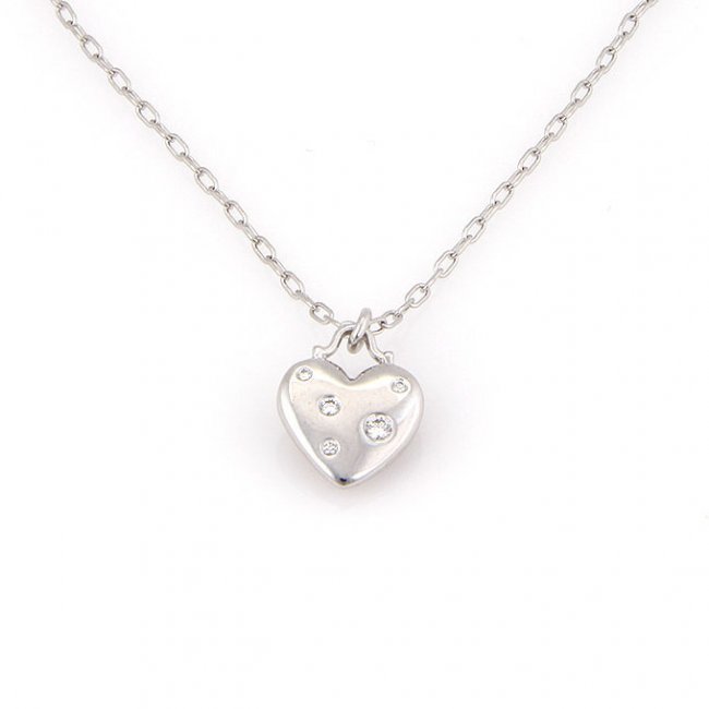 Tiffany  Co. 18K White Gold Diamond Heart Pendant