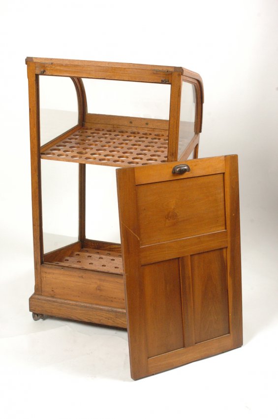 ANTIQUE OAK WALKING STICK AND CANE DISPLAY CASE Lot 109