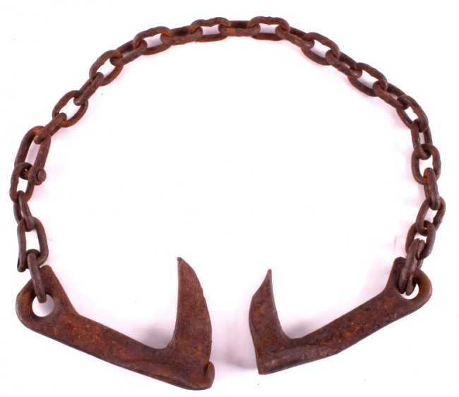 Antique Logging Dog Hooks with Chain This is a set Lot 383