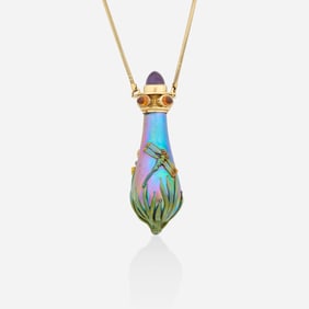 John Gilvey, Multi-gem, glass, and gold scent bottle necklace
