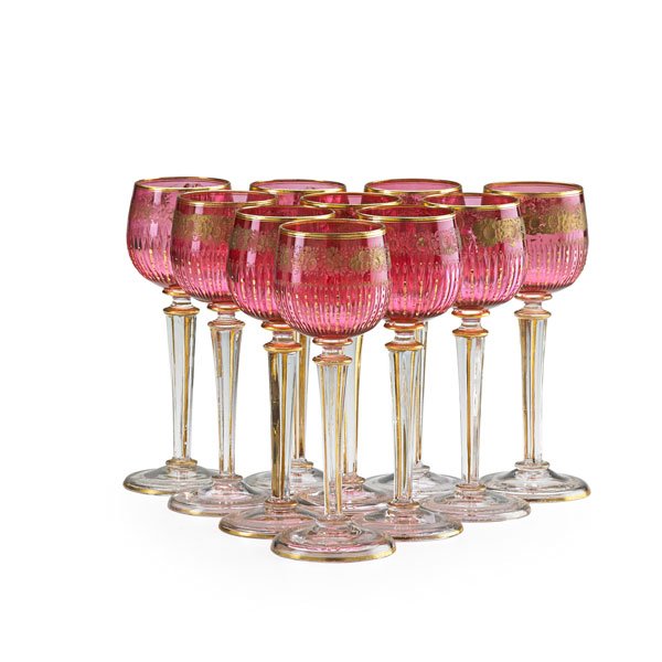 BOHEMIAN LONG STEM WINE GLASSES : Lot 1609